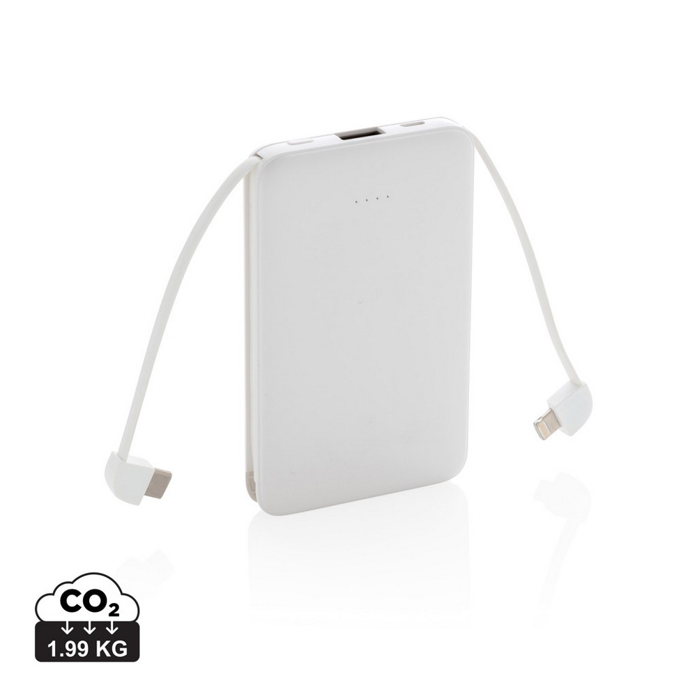 Power bank 5000 mAh z wbudowanym kablem 3w1 - Power banki z nadrukiem logo | VEBI - zdjęcie 13