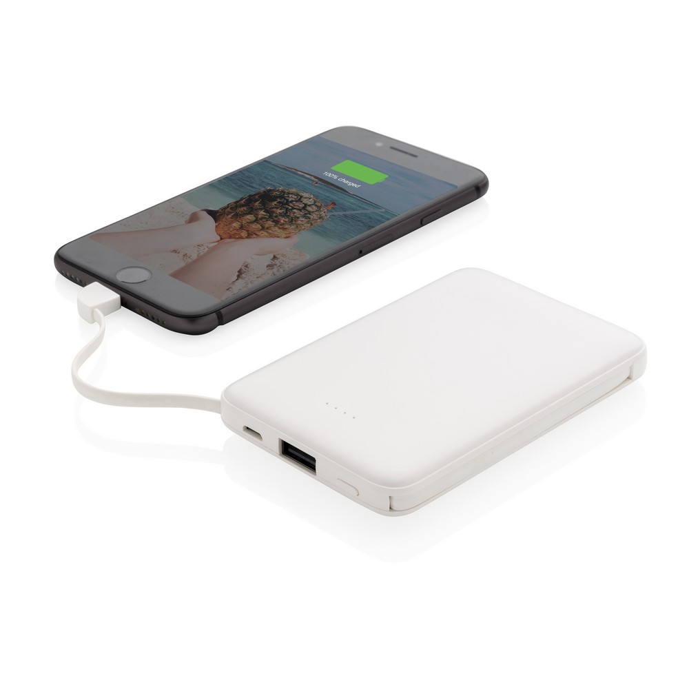 Power bank 5000 mAh z wbudowanym kablem 3w1 - Power banki z nadrukiem logo | VEBI - zdjęcie 6