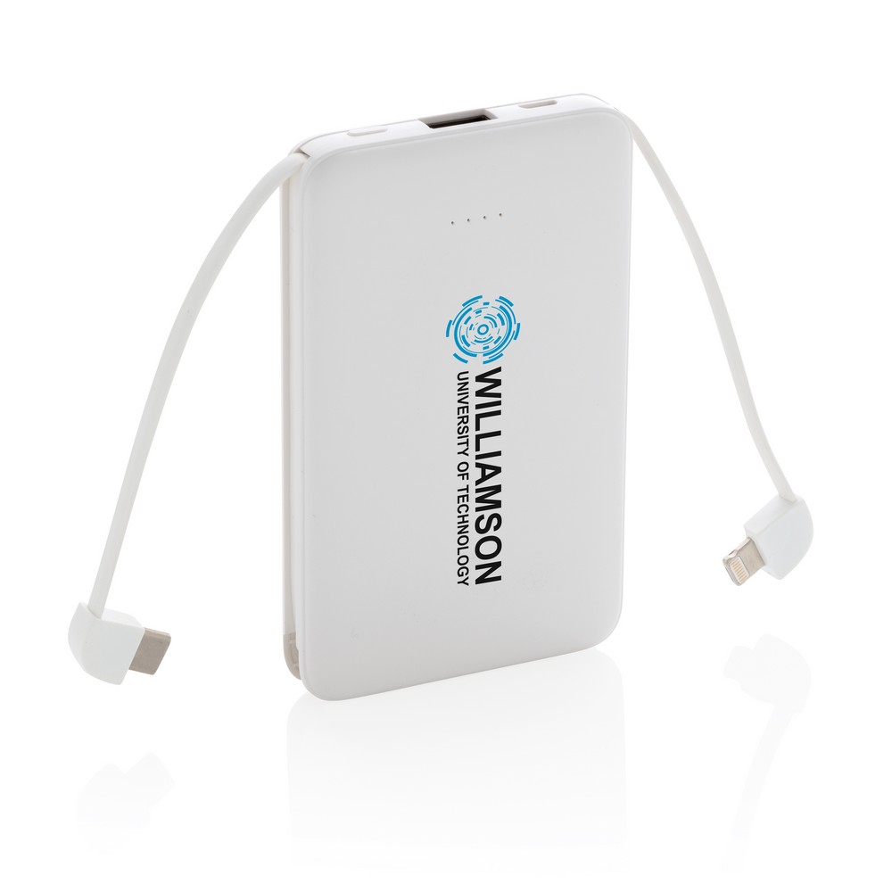 Power bank 5000 mAh z wbudowanym kablem 3w1 - Power banki z nadrukiem logo | VEBI - zdjęcie 7