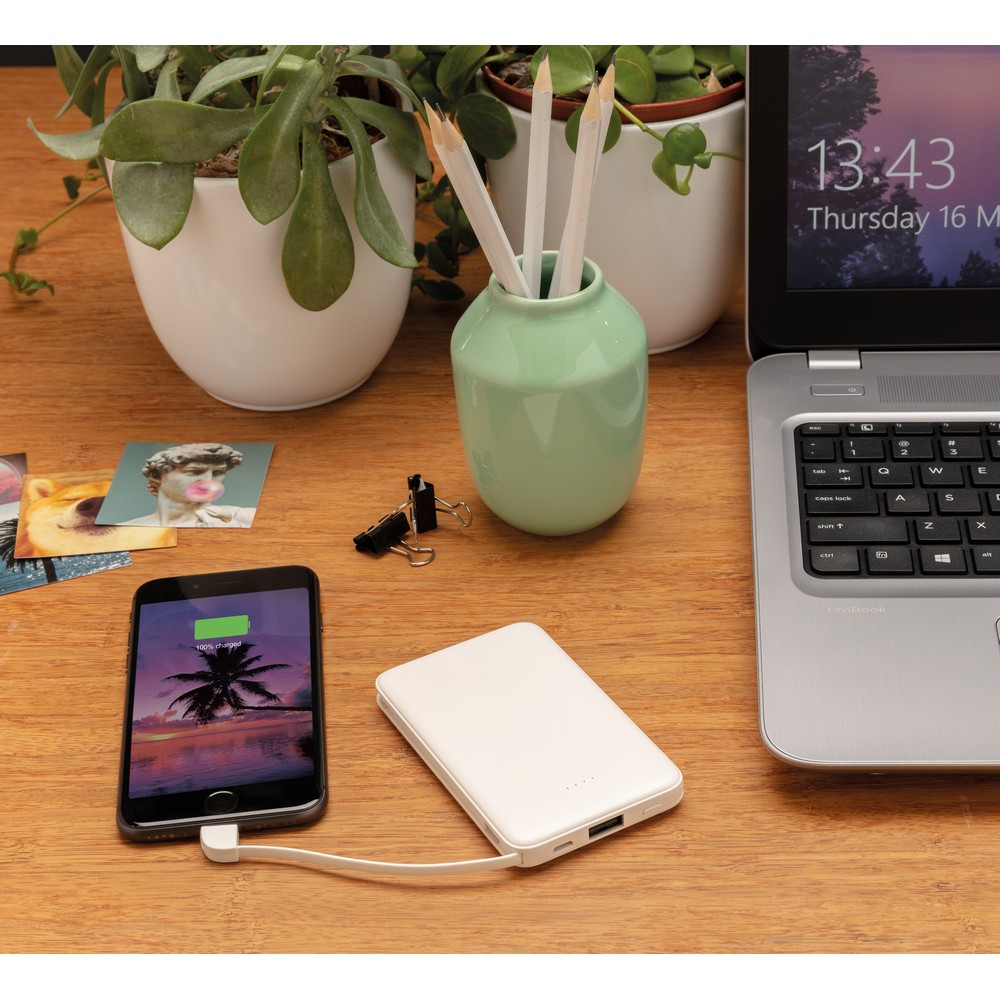 Power bank 5000 mAh z wbudowanym kablem 3w1 - Power banki z nadrukiem logo | VEBI - zdjęcie 10