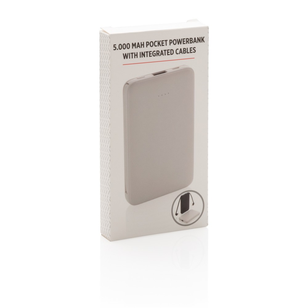 Power bank 5000 mAh z wbudowanym kablem 3w1 - Power banki z nadrukiem logo | VEBI - zdjęcie 12