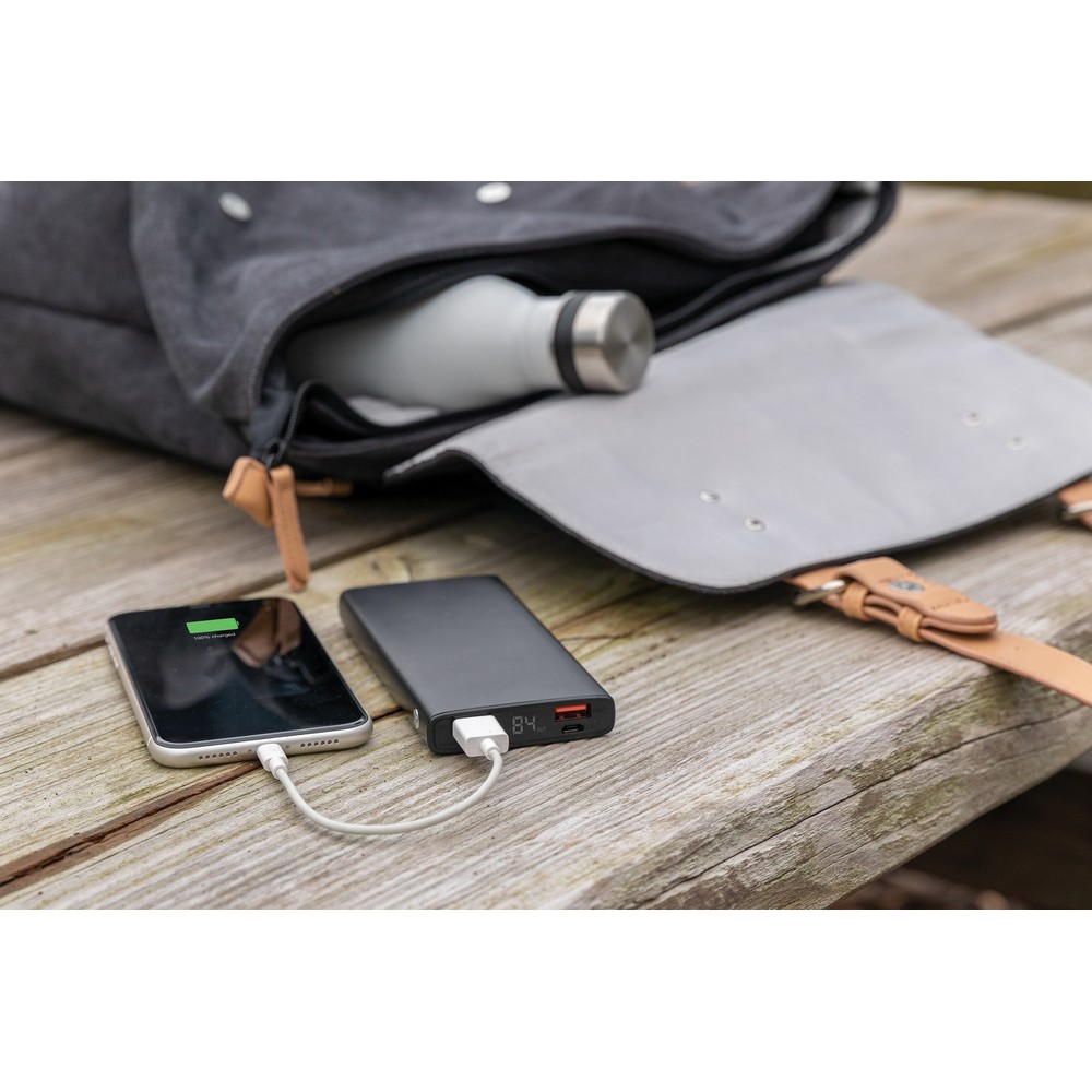 Aluminiowy power bank 10000 mAh z szybkim ładowaniem PD 18W - Power banki z nadrukiem logo | VEBI - zdjęcie 7