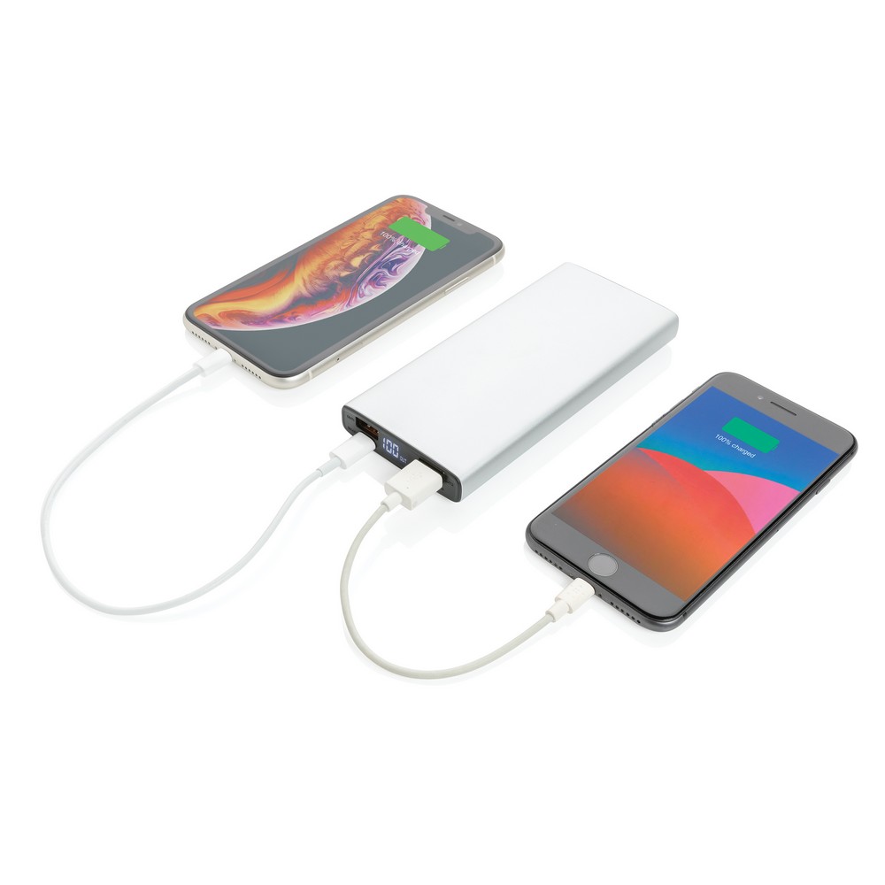 Aluminiowy power bank 10000 mAh z szybkim ładowaniem PD 18W - Power banki z nadrukiem logo | VEBI - zdjęcie 11