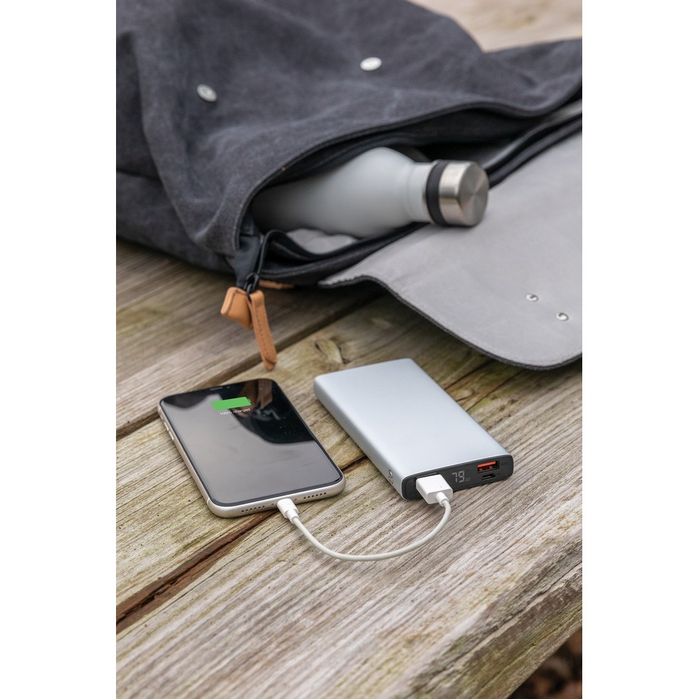 Aluminiowy power bank 10000 mAh z szybkim ładowaniem PD 18W - Power banki z nadrukiem logo | VEBI - zdjęcie 16