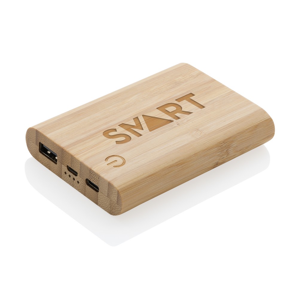 Bambusowy Power Bank 5000 mAh z logo firmy - Power banki z nadrukiem logo | VEBI - zdjęcie 6