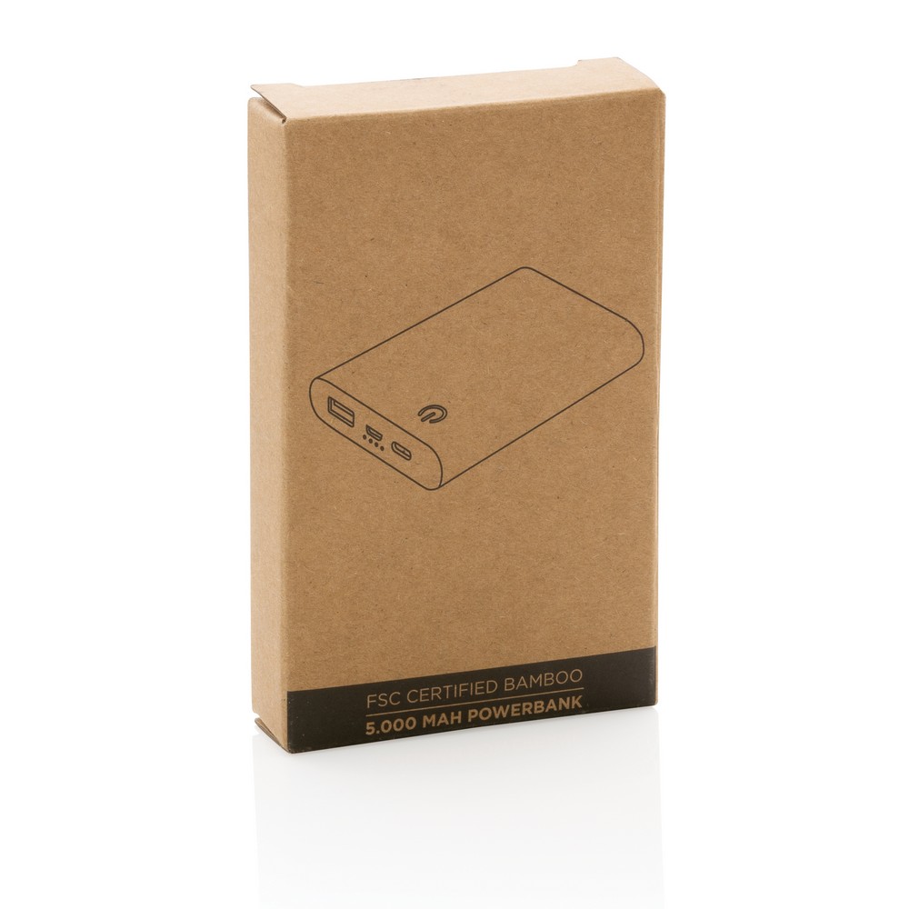 Bambusowy Power Bank 5000 mAh z logo firmy - Power banki z nadrukiem logo | VEBI - zdjęcie 10