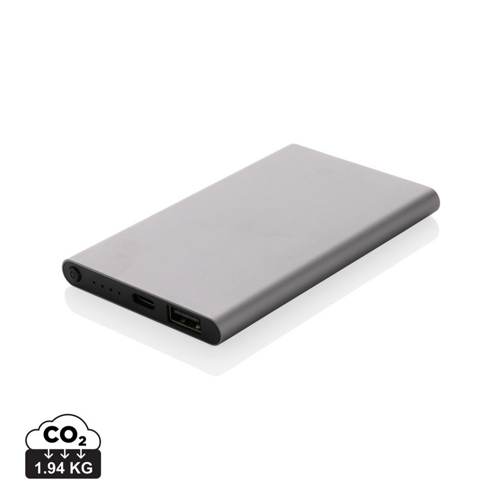 Power bank eko 4000 mAh z recyklingu - aluminium - Power banki z nadrukiem logo | VEBI - zdjęcie 40