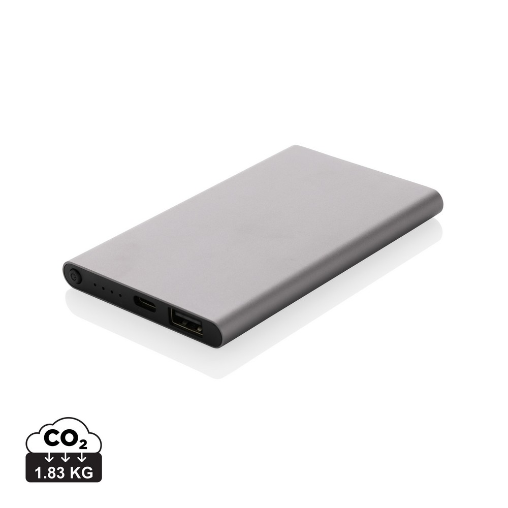 Power bank eko 4000 mAh z recyklingu - aluminium - Power banki z nadrukiem logo | VEBI - zdjęcie 51