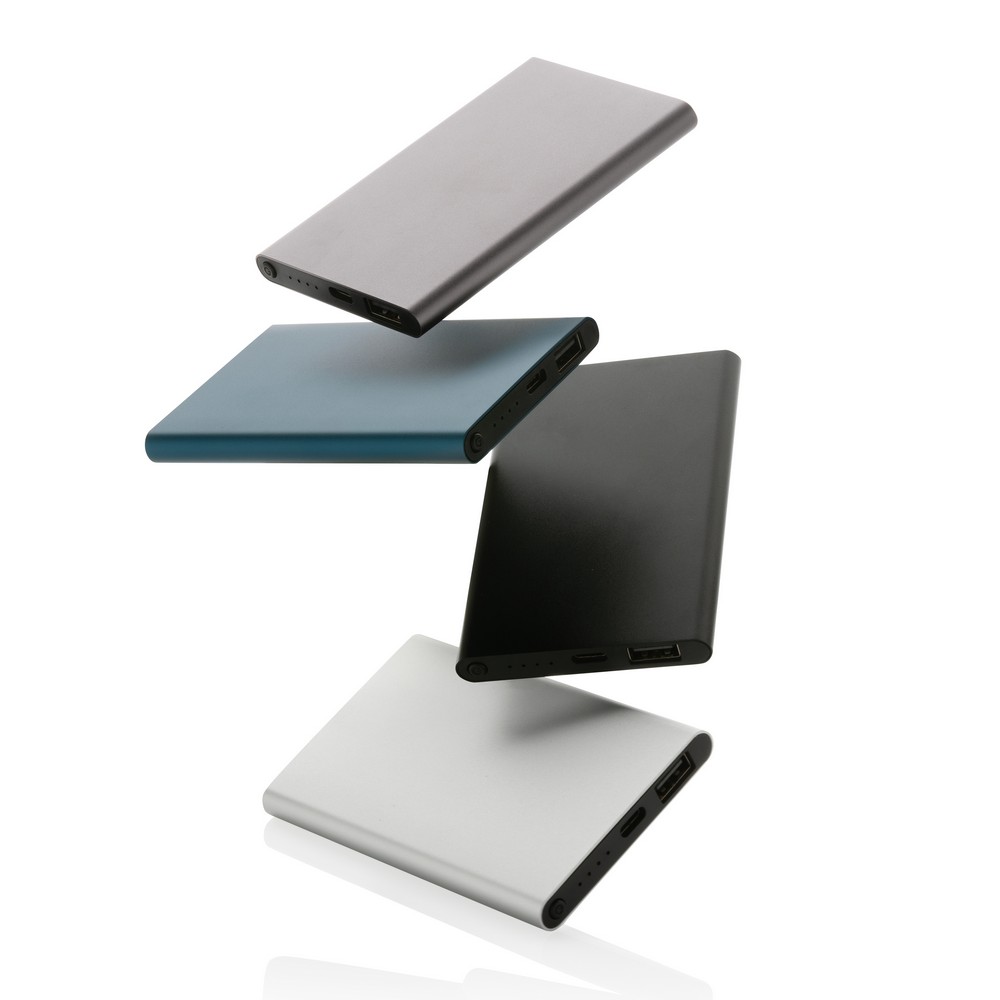 Power bank eko 4000 mAh z recyklingu - aluminium - Power banki z nadrukiem logo | VEBI - zdjęcie 8