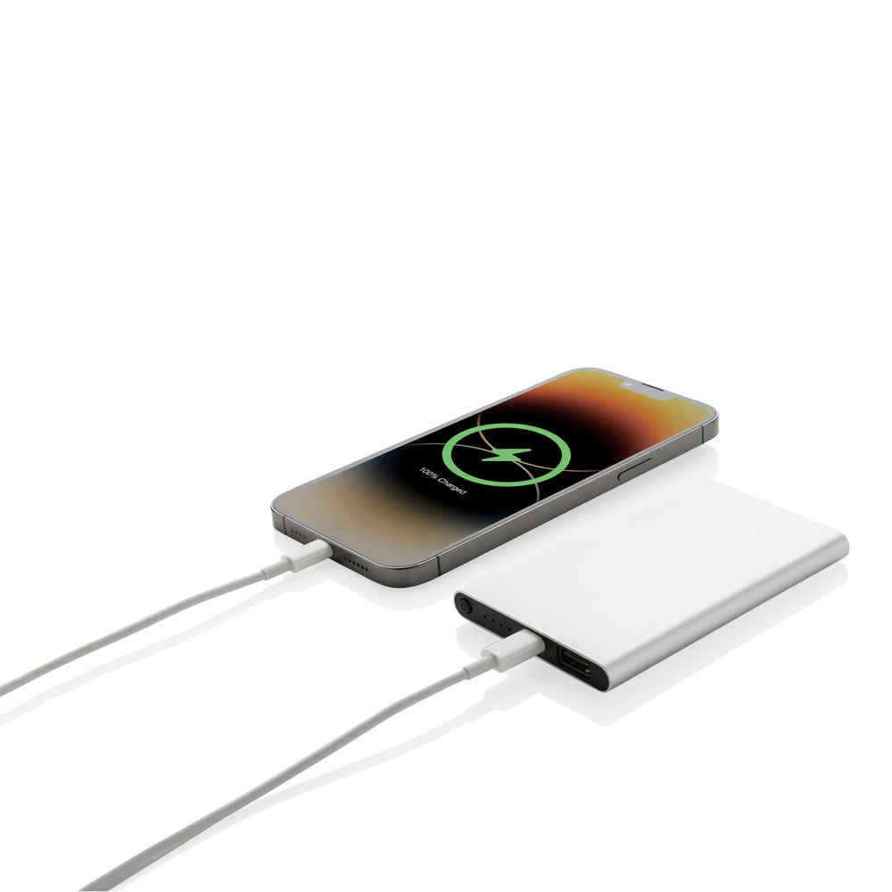 Power bank eko 4000 mAh z recyklingu - aluminium - Power banki z nadrukiem logo | VEBI - zdjęcie 28