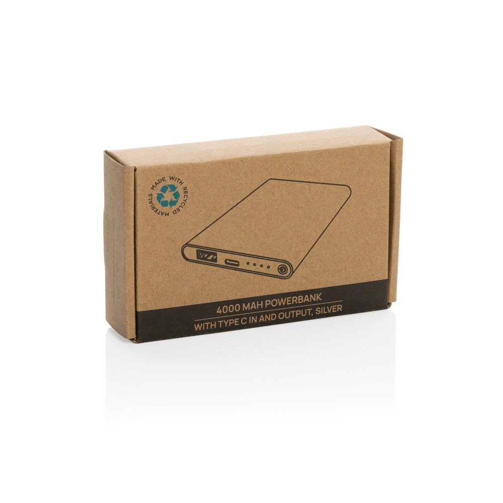 Power bank eko 4000 mAh z recyklingu - aluminium - Power banki z nadrukiem logo | VEBI - zdjęcie 37