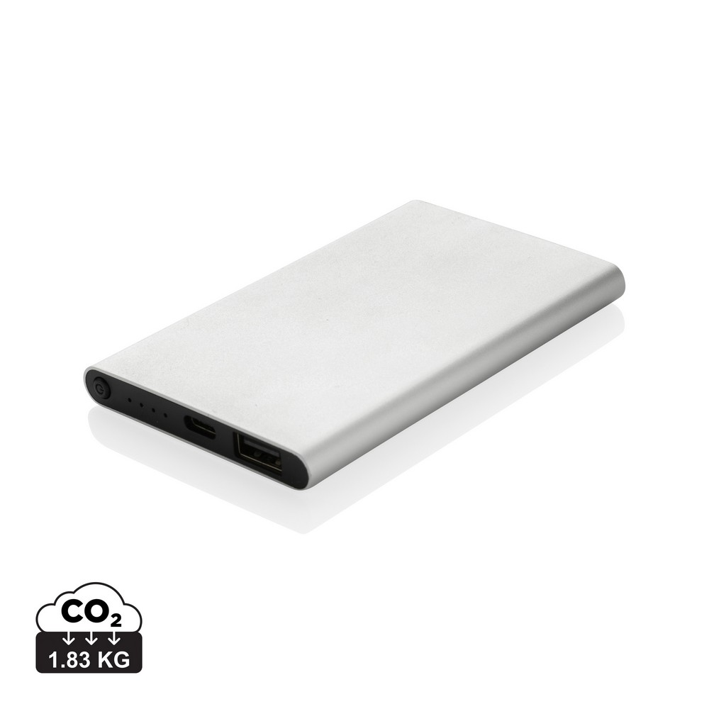 Power bank eko 4000 mAh z recyklingu - aluminium - Power banki z nadrukiem logo | VEBI - zdjęcie 38
