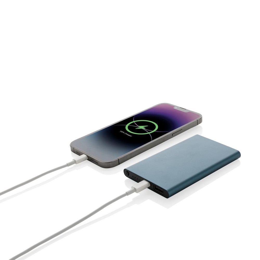Power bank eko 4000 mAh z recyklingu - aluminium - Power banki z nadrukiem logo | VEBI - zdjęcie 15