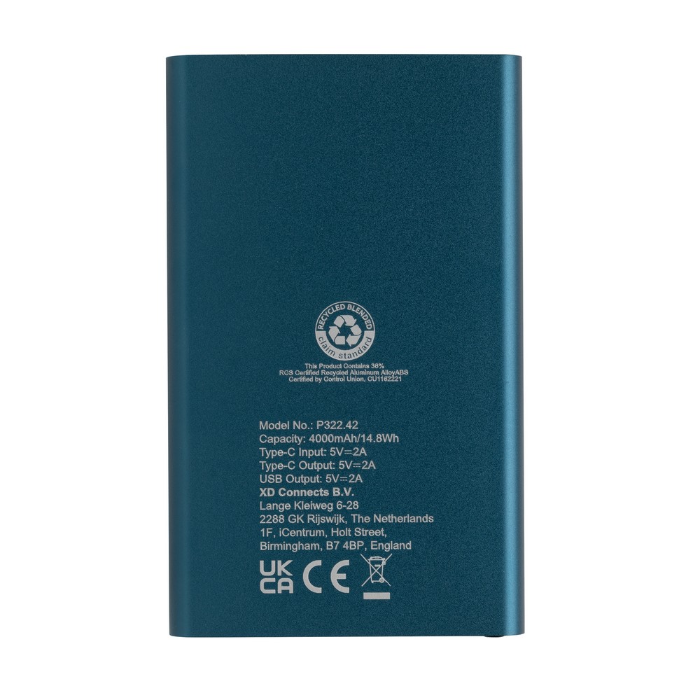 Power bank eko 4000 mAh z recyklingu - aluminium - Power banki z nadrukiem logo | VEBI - zdjęcie 18