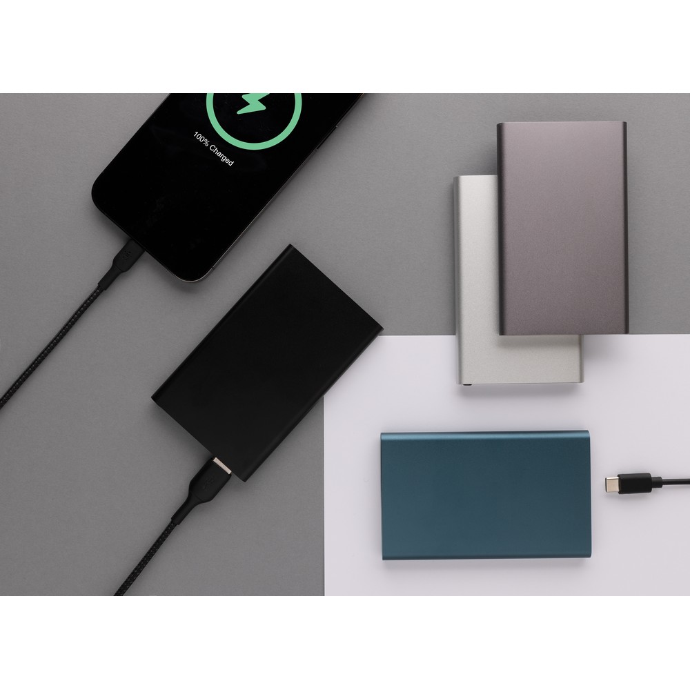 Power bank eko 4000 mAh z recyklingu - aluminium - Power banki z nadrukiem logo | VEBI - zdjęcie 22