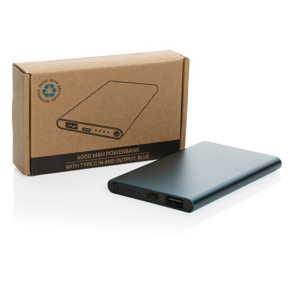 Power bank eko 4000 mAh z recyklingu - aluminium - Power banki z nadrukiem logo | VEBI - zdjęcie 23