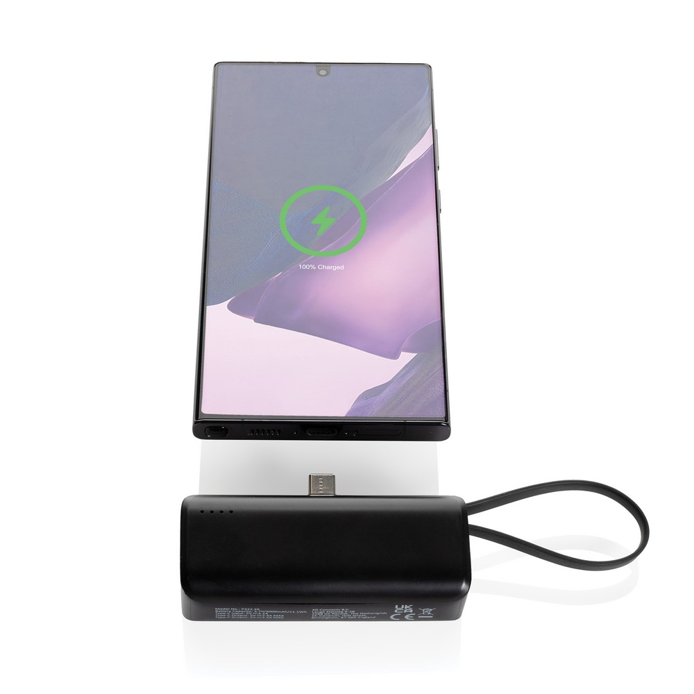 Powerbank Eco 3000 mAh z kablem USB-C - zdjęcie 2