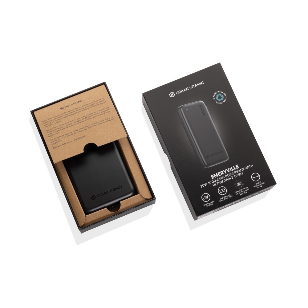Power Bank Ekologiczny 10000 mAh z Kablem USB-C - Power banki z nadrukiem logo | VEBI - zdjęcie 7