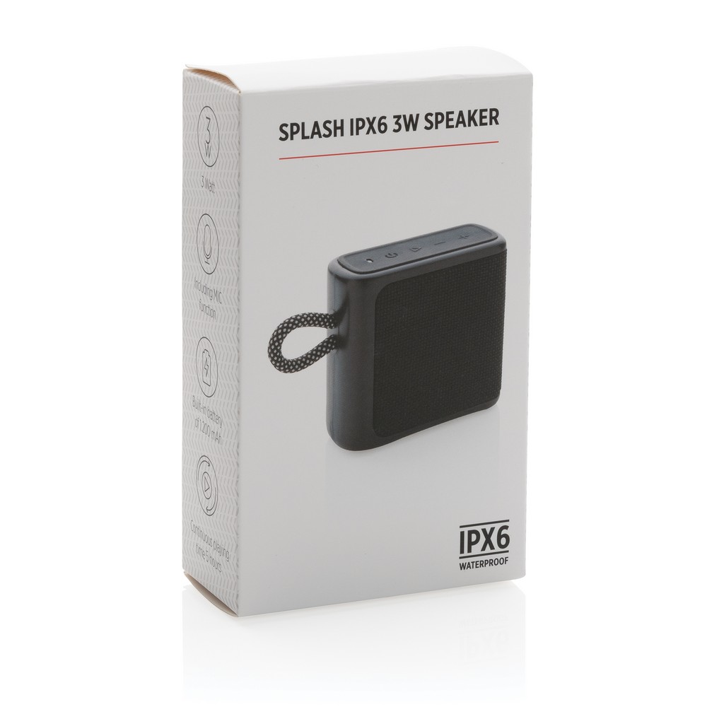 Wodoodporny głośnik Bluetooth Splash 3W - IPX6 - Głośniki z nadrukiem logo | VEBI - zdjęcie 10