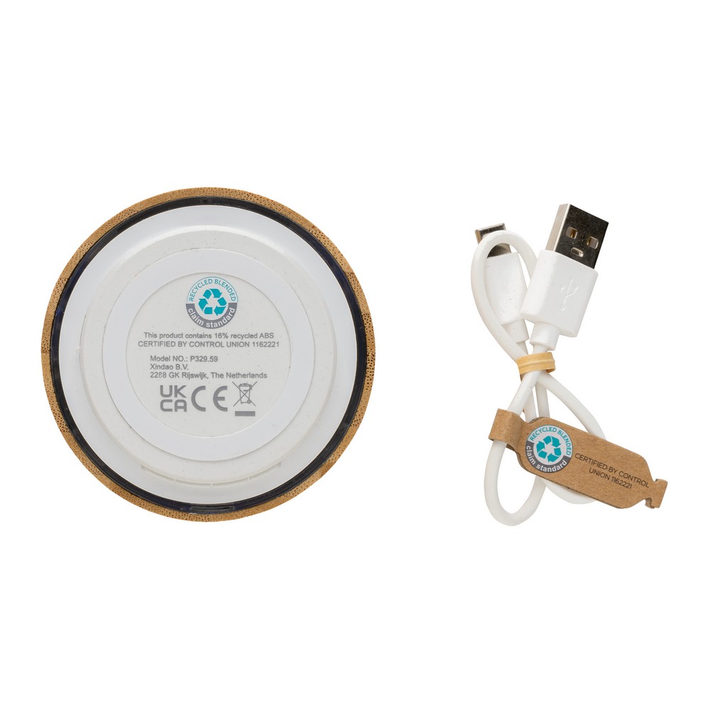 Bambusowy głośnik bezprzewodowy EcoSound 3W z logo - zdjęcie 5