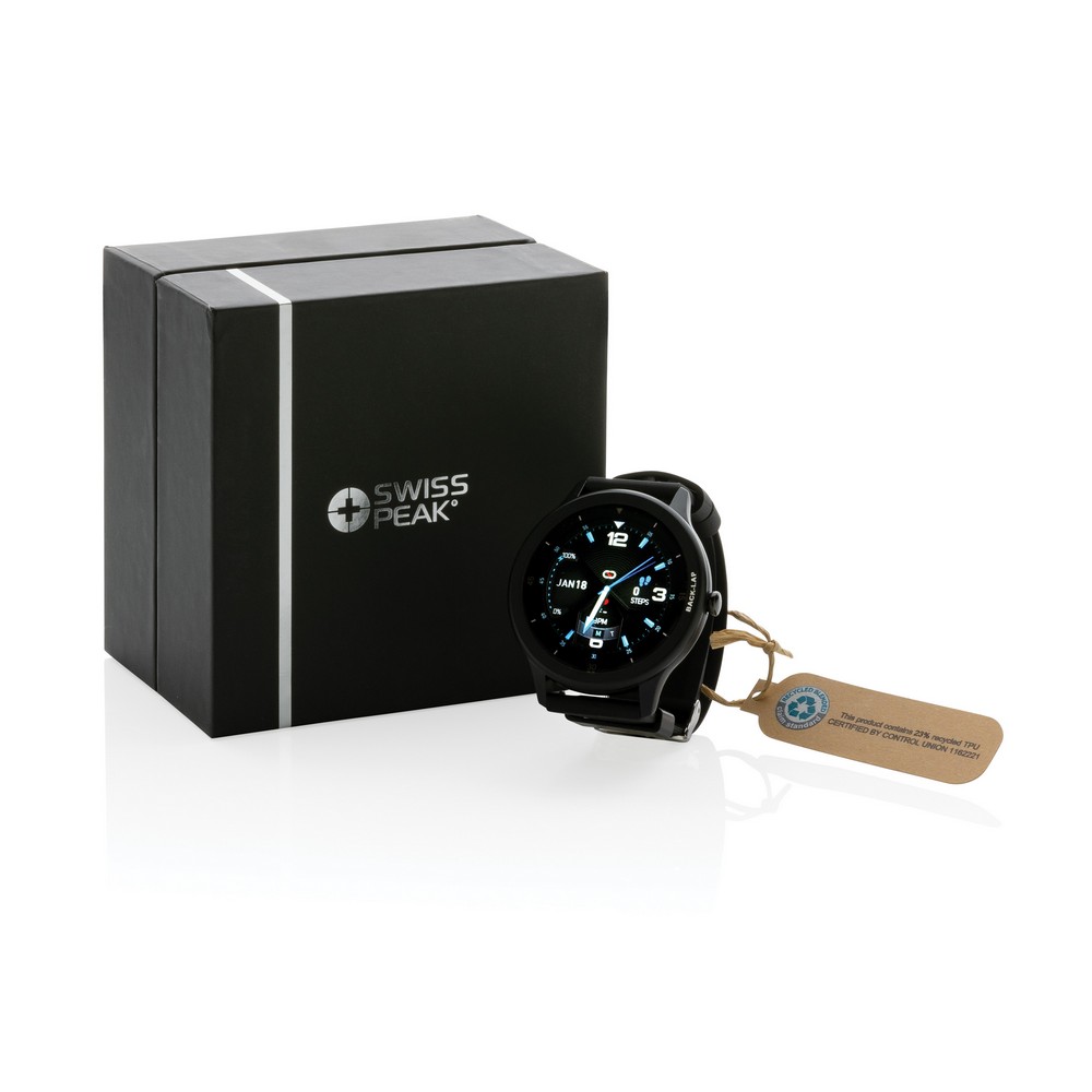 Smartwatch Swiss Peak z TPE z recyklingu - monitor aktywności - Elektronika z nadrukiem logo | VEBI - zdjęcie 15