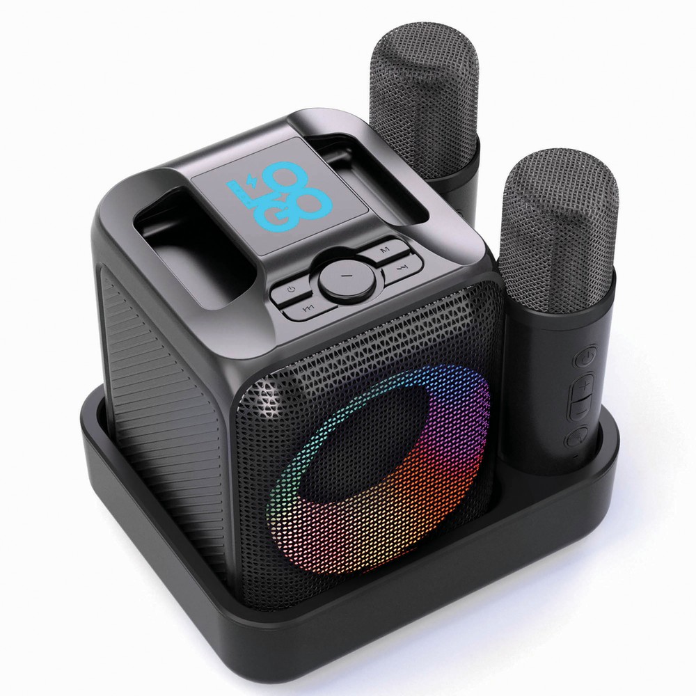 Zestaw karaoke Singvibe - głośnik 5W i 2 mikrofony bezprzewodowe - Głośniki z nadrukiem logo | VEBI - zdjęcie 18
