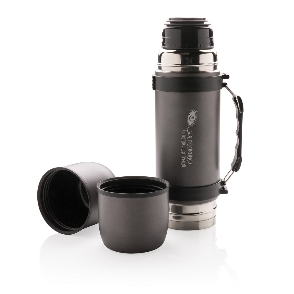 Stalowy termos z kubkami Swiss Peak 700ml - zestaw podróżny - Kubki i butelki termiczne z nadrukiem logo | VEBI - zdjęcie 10