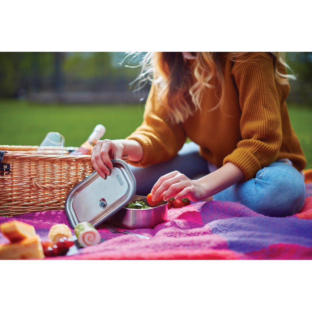 Lunchbox 3w1 ze stali nierdzewnej Black+Blum – 1 litr - Pojemniki na żywność z nadrukiem logo | VEBI - zdjęcie 9