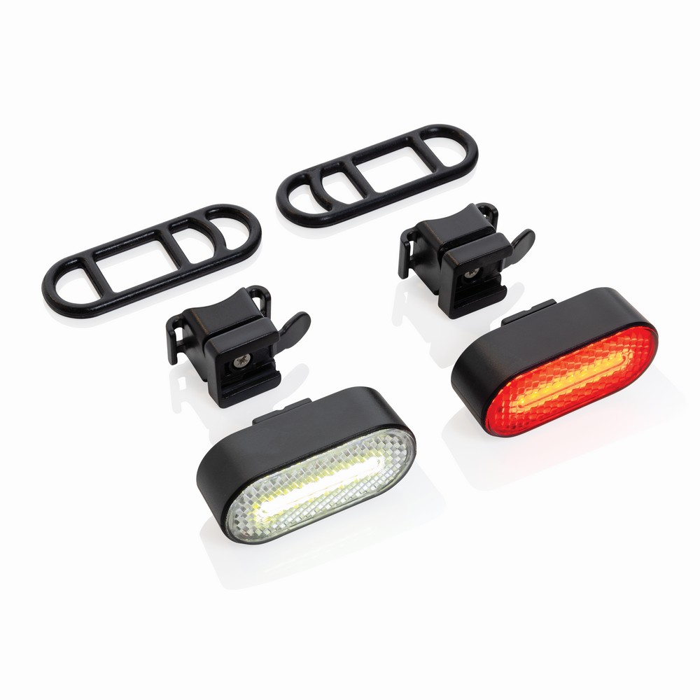 Ekologiczne lampki rowerowe Lumino - zestaw LED z ładowaniem USB - Akcesoria rowerowe z nadrukiem logo | VEBI - zdjęcie 3