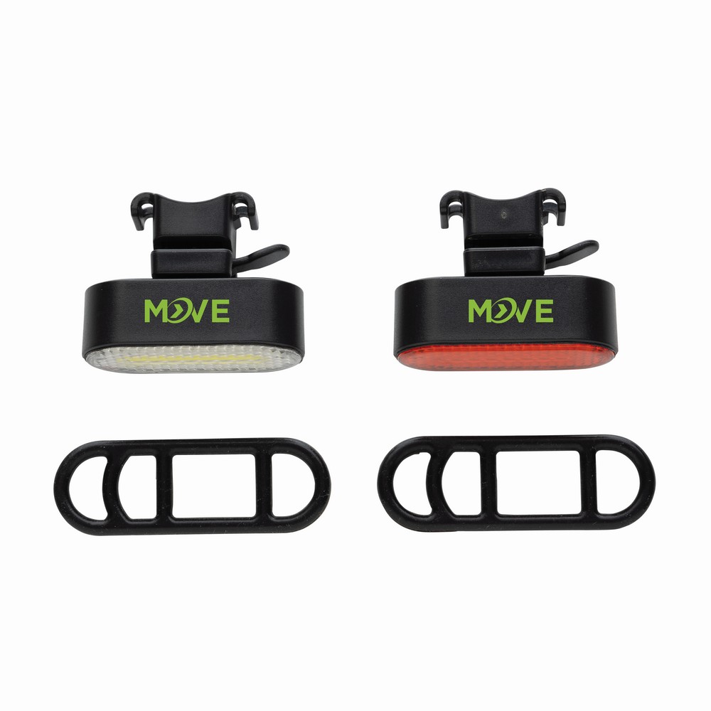 Ekologiczne lampki rowerowe Lumino - zestaw LED z ładowaniem USB - Akcesoria rowerowe z nadrukiem logo | VEBI - zdjęcie 5