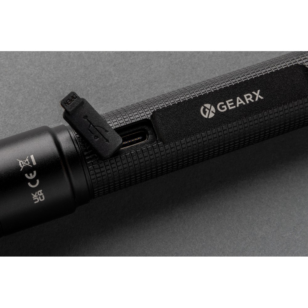Latarka Gear X - kieszonkowa, USB, aluminium z recyklingu - Latarki i lampki z nadrukiem logo | VEBI - zdjęcie 7