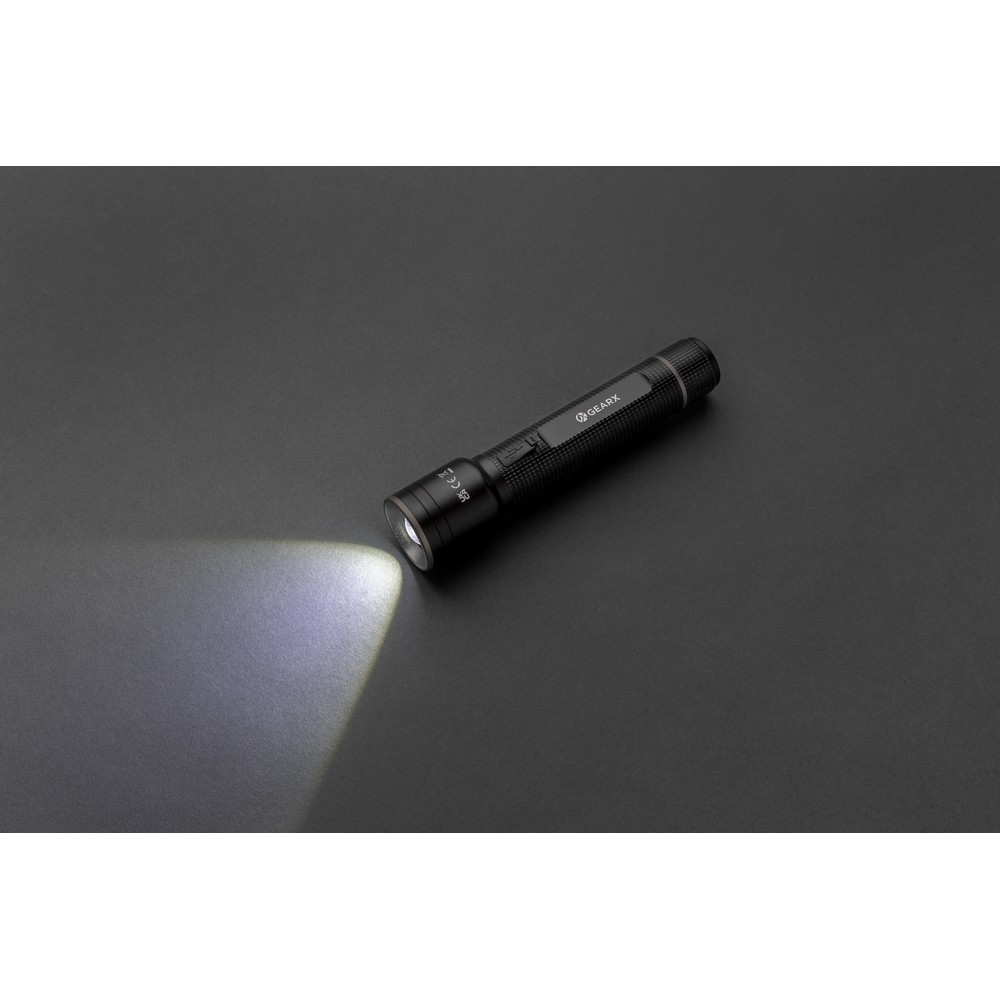Latarka Gear X z aluminium z recyklingu - ładowana USB - Latarki i lampki z nadrukiem logo | VEBI - zdjęcie 6