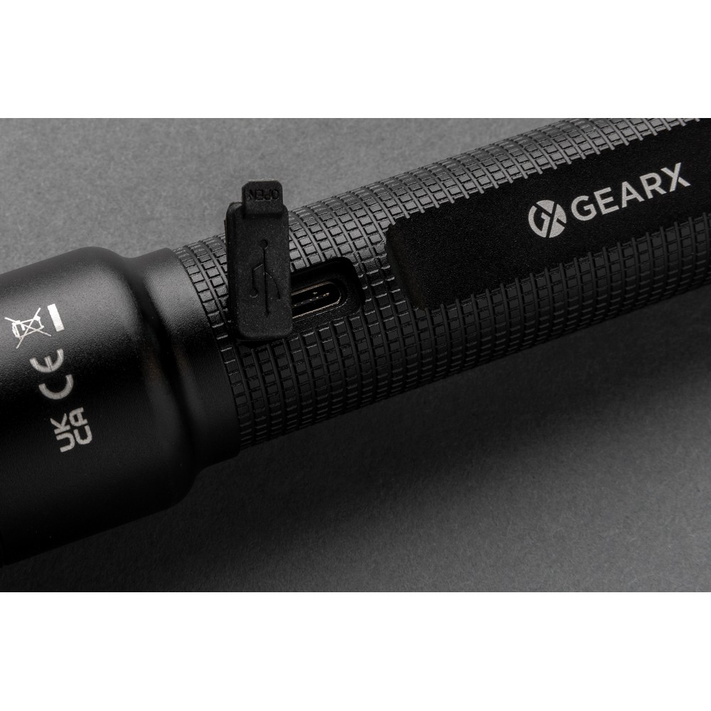 Latarka Gear X z aluminium z recyklingu - ładowana USB - Latarki i lampki z nadrukiem logo | VEBI - zdjęcie 8