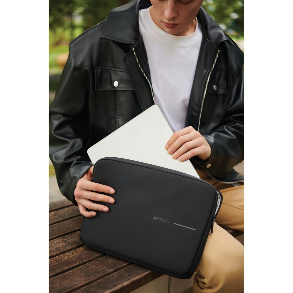 Pokrowiec na laptopa 16" z RPET - ekologiczny z logo firmy - Torby i plecaki na laptopy z nadrukiem logo | VEBI - zdjęcie 2