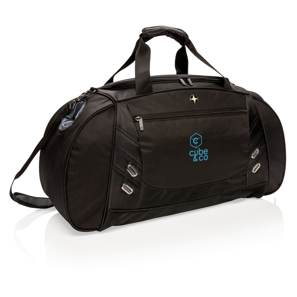 Torba sportowa Swiss Peak z przegrodą na buty - 600D/1680D - Torby i walizki podróżne z nadrukiem logo | VEBI - zdjęcie 9