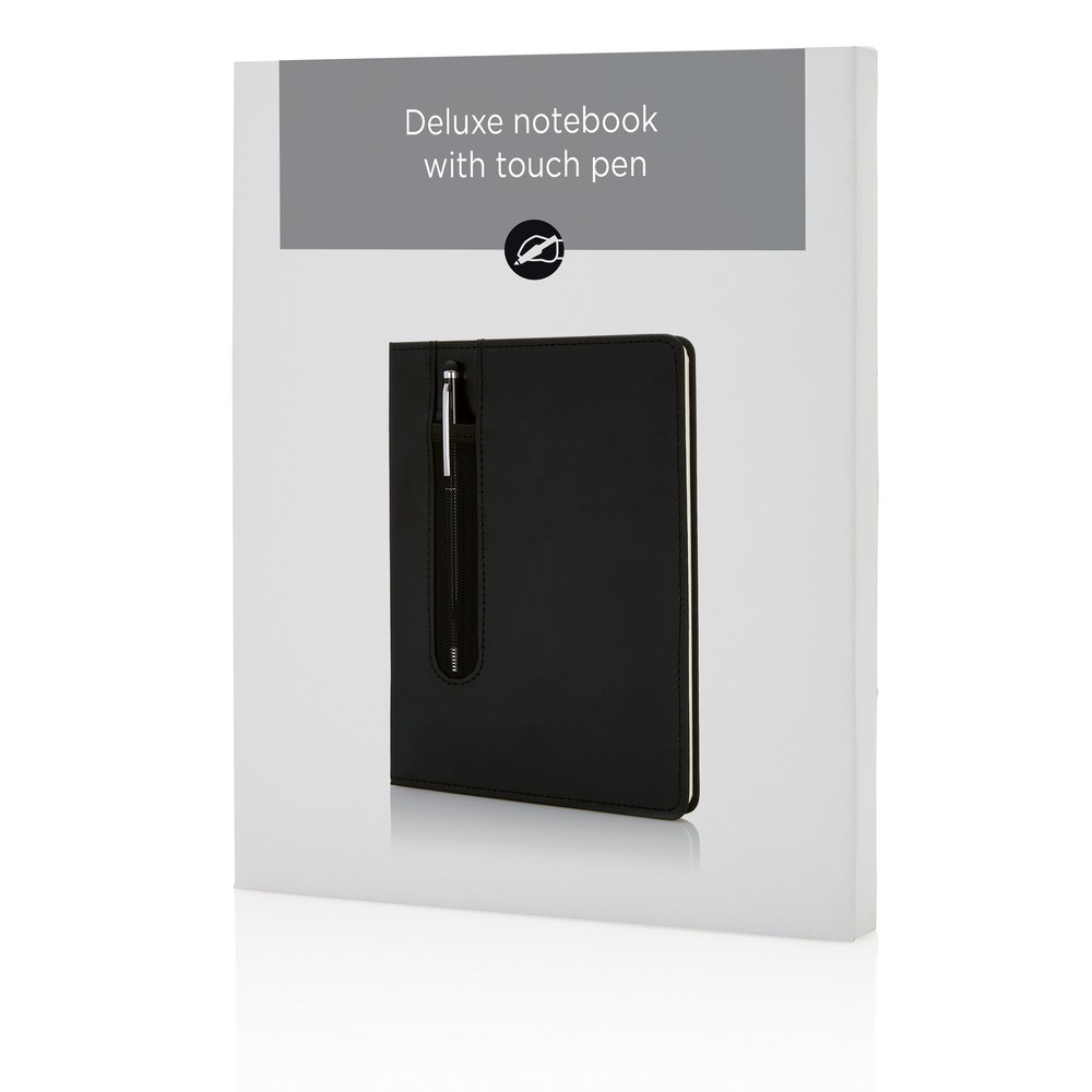 Notatnik A5 Deluxe z touch penem, z nadrukiem logo - Notatniki i notesy z nadrukiem logo | VEBI - zdjęcie 7