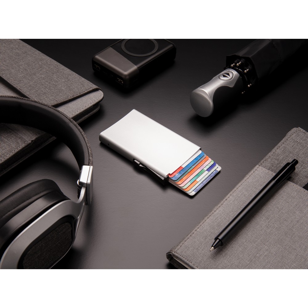 Aluminiowe etui na karty z ochroną RFID - 10 kart - Etui na karty i wizytówki z nadrukiem logo | VEBI - zdjęcie 18
