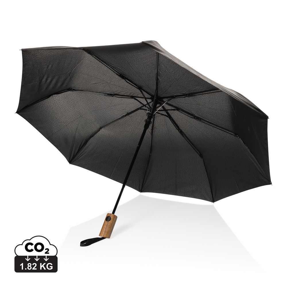 Kompaktowy parasol automatyczny z drewnem akacjowym RPET - Parasole automatyczne z nadrukiem logo | VEBI - zdjęcie 19