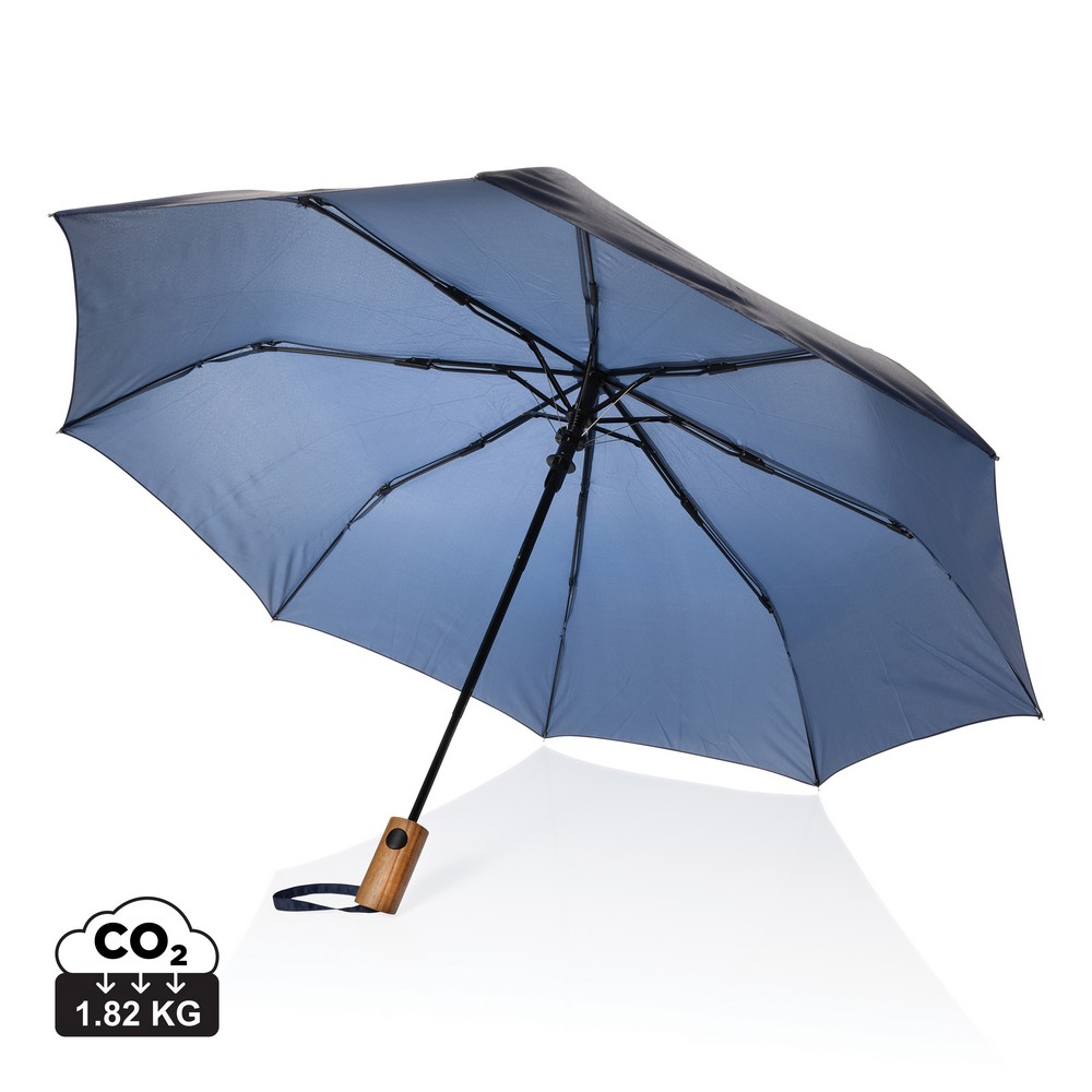 Kompaktowy parasol automatyczny z drewnem akacjowym RPET - Parasole automatyczne z nadrukiem logo | VEBI - zdjęcie 29