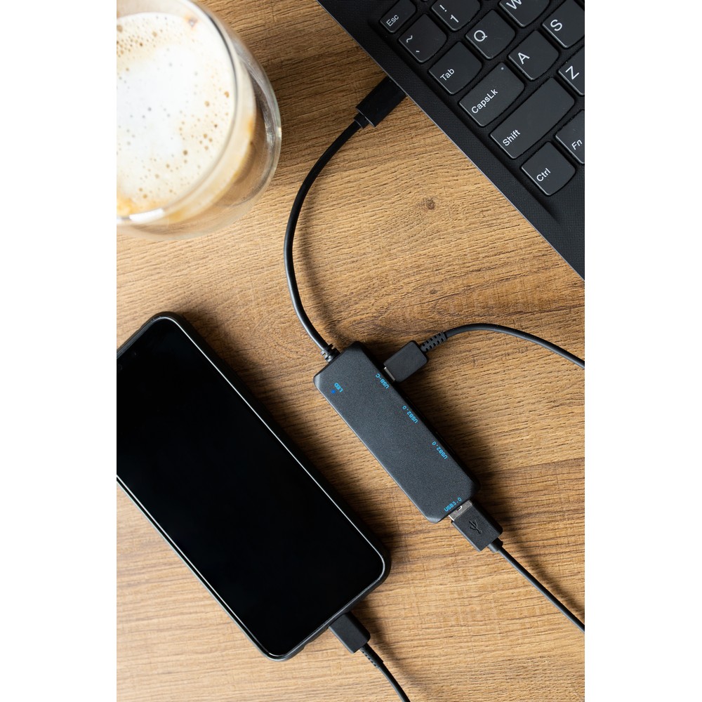 Hub USB i USB-C z 4 portami Gerard - rozwiń możliwości - Akcesoria do komputerów z nadrukiem logo | VEBI - zdjęcie 6