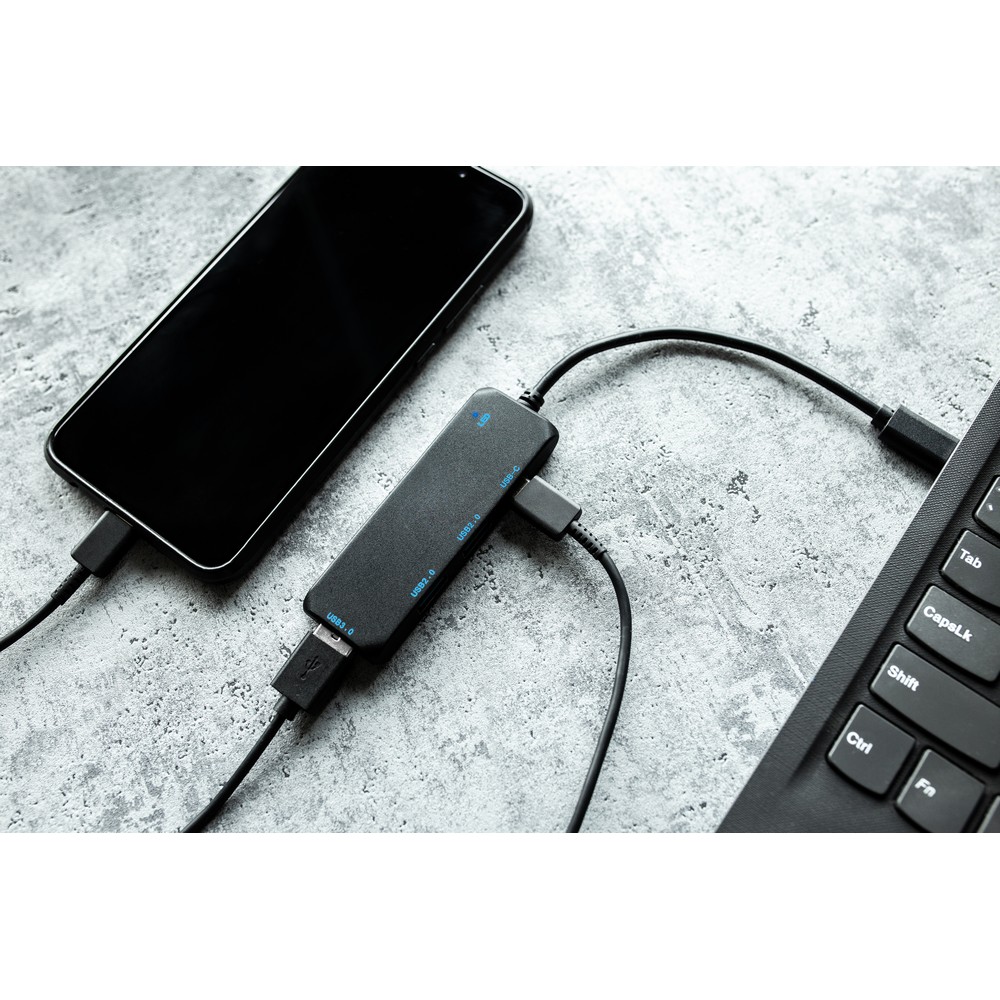 Hub USB i USB-C z 4 portami Gerard - rozwiń możliwości - Akcesoria do komputerów z nadrukiem logo | VEBI - zdjęcie 7
