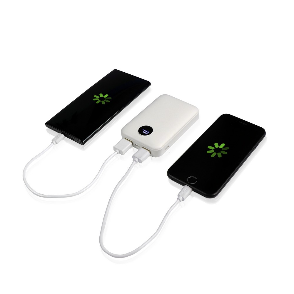 Kompaktowy Power Bank 10000 mAh z wyświetlaczem i etui - Power banki z nadrukiem logo | VEBI - zdjęcie 4