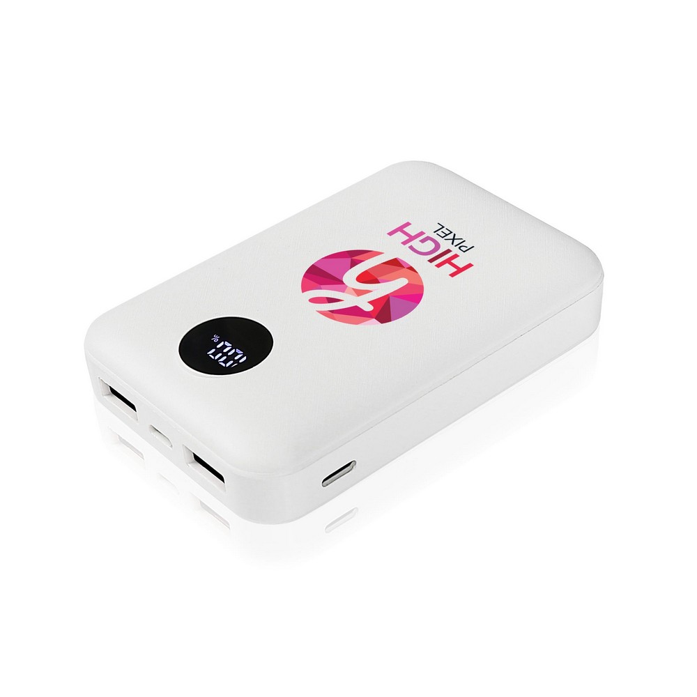 Kompaktowy Power Bank 10000 mAh z wyświetlaczem i etui - Power banki z nadrukiem logo | VEBI - zdjęcie 9