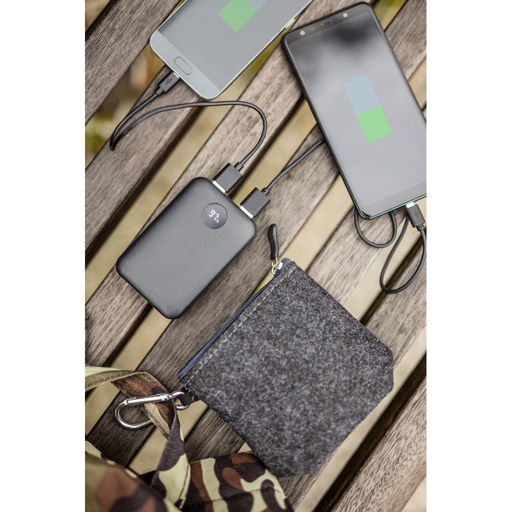 Kompaktowy Power Bank 10000 mAh z wyświetlaczem i etui - Power banki z nadrukiem logo | VEBI - zdjęcie 13