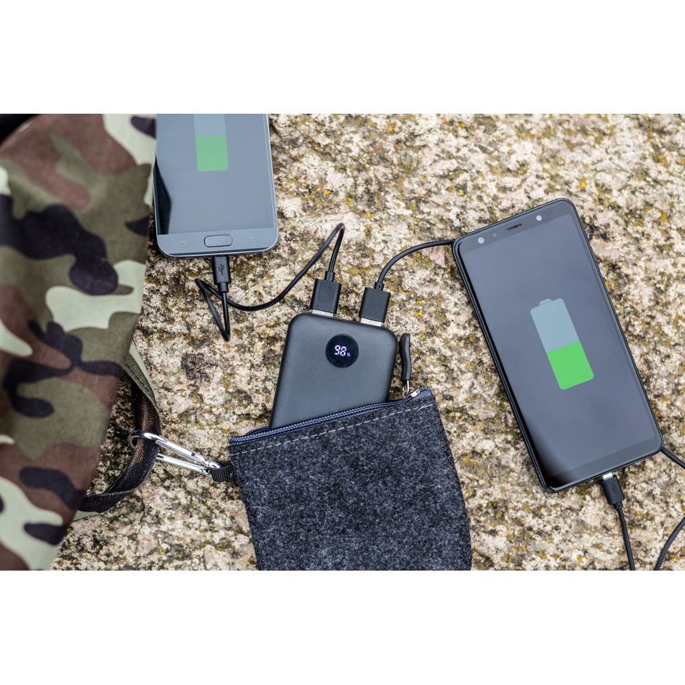 Kompaktowy Power Bank 10000 mAh z wyświetlaczem i etui - Power banki z nadrukiem logo | VEBI - zdjęcie 21