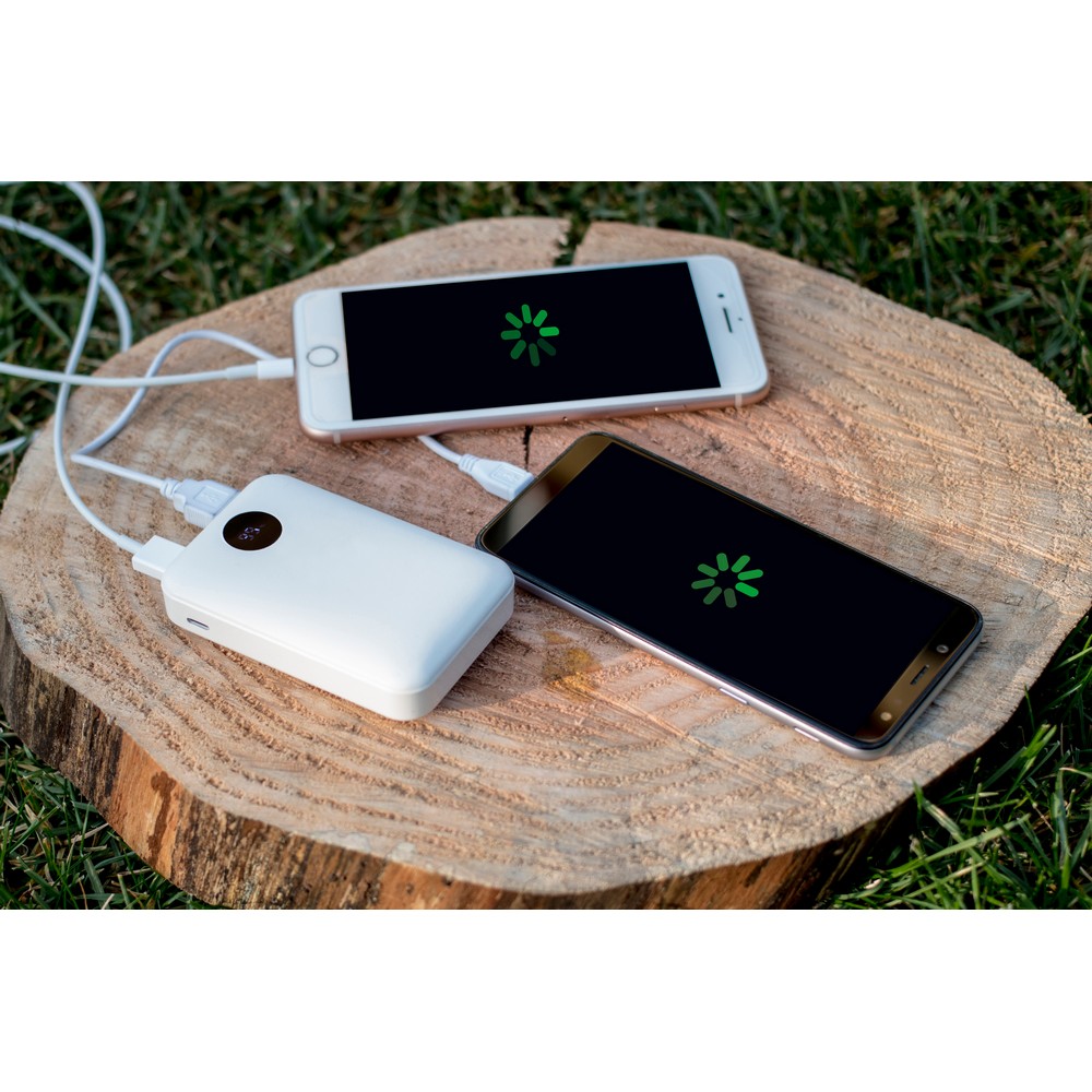 Kompaktowy Power Bank 10000 mAh z wyświetlaczem i etui - Power banki z nadrukiem logo | VEBI - zdjęcie 2