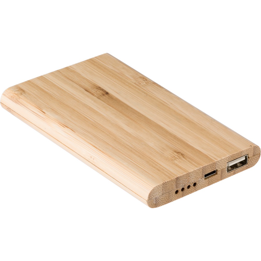 Power bank bambusowy 4000 mAh z nadrukiem logo - Power banki z nadrukiem logo | VEBI - zdjęcie 2