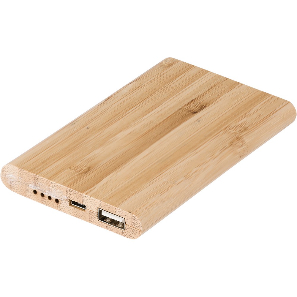 Power bank bambusowy 4000 mAh z nadrukiem logo - Power banki z nadrukiem logo | VEBI - zdjęcie 3