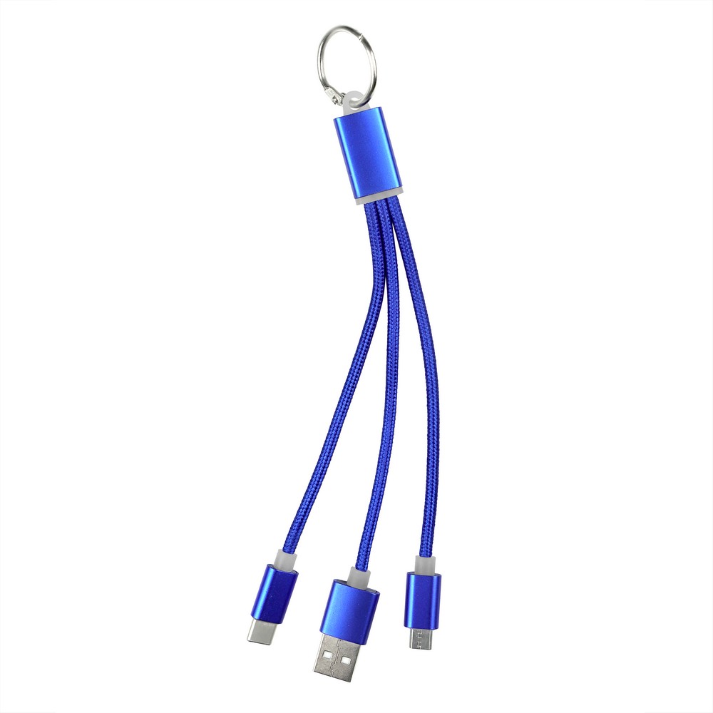 Brelok 3w1 z kablem do ładowania USB/USB-C/Micro USB - Kable z nadrukiem logo | VEBI - zdjęcie 7