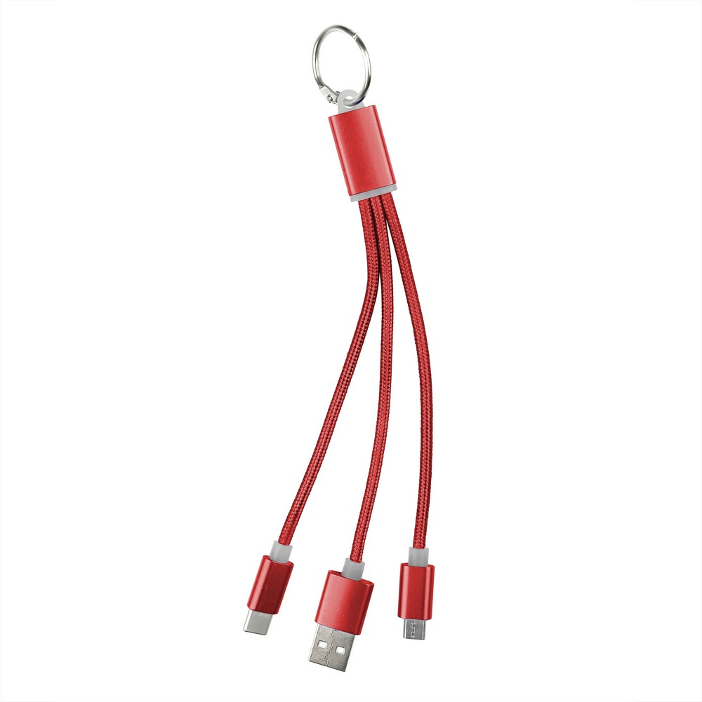 Brelok 3w1 z kablem do ładowania USB/USB-C/Micro USB - Kable z nadrukiem logo | VEBI - zdjęcie 4